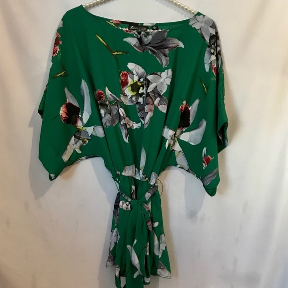 New York & Company Tops - Green Floral Kimono Blouse